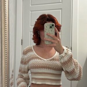Willow & Wind Cream and Tan Knit Sweater